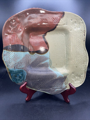 Studio Art Pottery Square Plate Bowl Dish Vintage Retro MCM-image