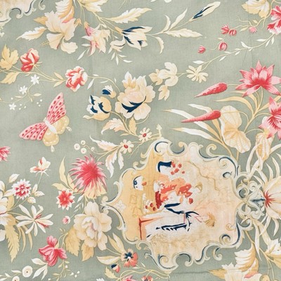 Pottery Barn Asian Floral Butterfly Geisha Girl Sage Green Standard Sham Set 2-image