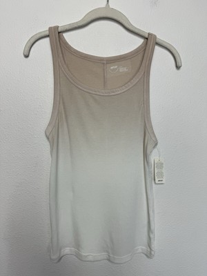 Aerie Large No BS Ombré Tank Top Ribbed Tan Dip Dye Cotton Blend Scoop Neckline-image
