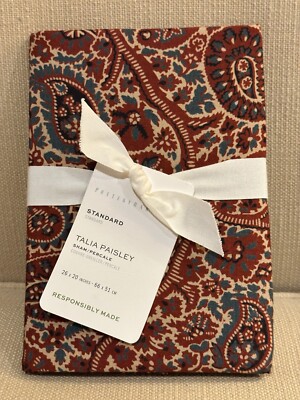 Single (1) Pottery Barn Talia Paisley Percale Pillow STANDARD Sham 20x26