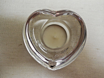 Orrefors Sweden Crystal Heart-Shaped Tea Lite Holder-image