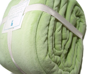 Pottery Barn Kids Green Cozy Soft Chamois Full Queen Duvet Cover New-image