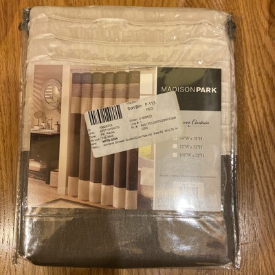 Madison Park Pieced Faux Silk Shower Curtain Natural Colors 54in.Wx78in.L-image