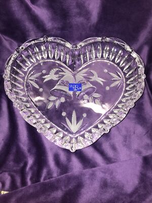 MIKASA/STUDIO NOVA CRYSTAL HEART SHAPED DISH W/BELLS & LEAVES FROSTED - ELEGANT-image