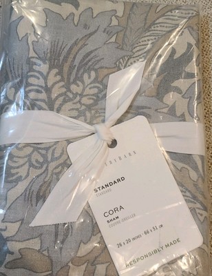 1 Pottery Barn Cora Leaf 100% Cotton Standard Sham Blue Multi NEW-image