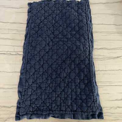Pottery Barn Midnight Dark Blue Belgian Flax Linen King Sham Diamond-image