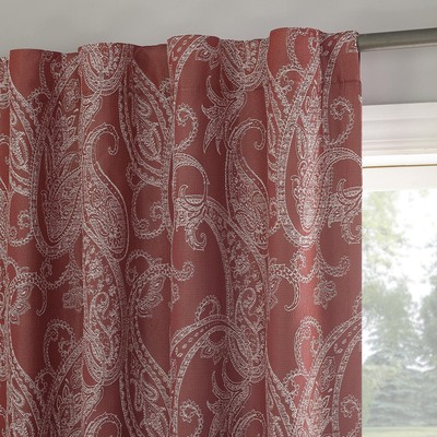 Pedra Paisley Embroidery 100% Blackout Back Tab Curtain Panel, 40