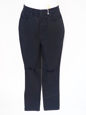 Alexander Wang Black High Waist Dipped Back Distressed Denim Jeans $395, Size 30-image