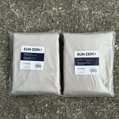 Blackout Curtains Beige Two Panels 40” X 84” Sun Zero Lichtenberg -image