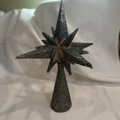 Pottery Barn Vintage German Crushed Glass Glitter Christmas Tree Topper 11