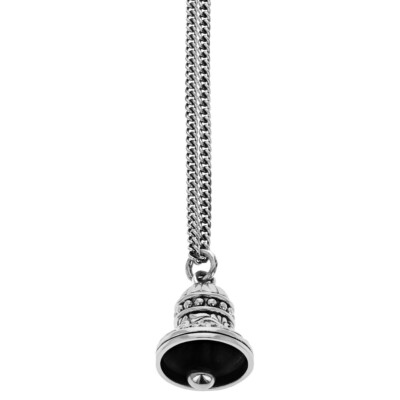 King Baby Studio .925 Solid Silver LARGE BELL Pendant & 24 inch Necklace NEW W@W-image