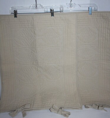 Lot of 2~POTTERY BARN~Beige Tan~PICK STITCH~Cotton Linen~PILLOW SHAMS~22