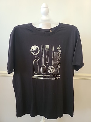 Dips Men Eco Friendly Grill BBQ Father's Day  Summer Black T Shirt Size Large-image