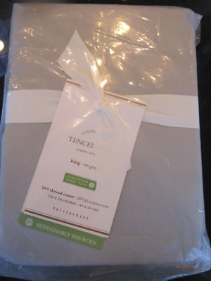 1 Pottery Barn Tencel King sham  gray grey mist New w tag-image