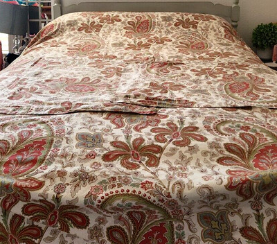 Pottery Barn Organic Cotton Red Orange Charlie Paisley King Duvet  2  Shams-image