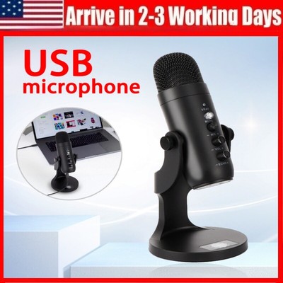 USB Microphone For Computer PC Studio Condenser Mic Gaming Stand Desktop Laptop-image