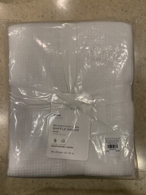 Pottery Barn Belgian Flax Linen Waffle Weave King Sham White NEW-image