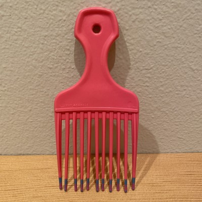 Vintage 1980s USA Patent 4345608 Large Color Dip Hair Pick Lift Comb Pink 6”-image