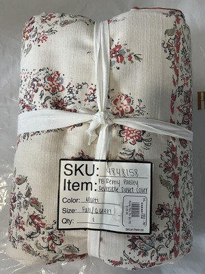 New Pottery Barn Remy Paisley Reversible Duvet Cover - Full/ Queen - Multicolor-image