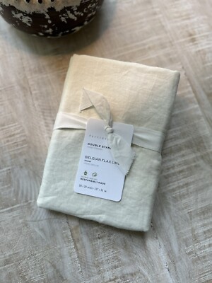 Pottery Barn Belgian Flax Linen Oversized 20”x50” DOUBLE STANDARD Sham Ivory-image