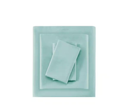 Madison Park 600TC 100% Pima Cotton Sateen 4pc Sheet Set Seafoam Green, Cal King-image