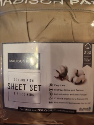 Madison Park Cotton Rich Khaki King Sheet Set-image