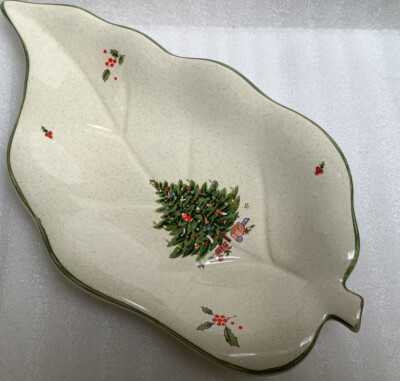 Studio Nova Holiday Season Christmas Tree Leaf Shaped Dish 10”-image