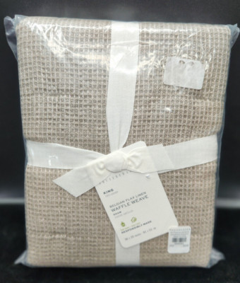 Pottery Barn Belgian Flax Linen WAFFLE WEAVE = KING = Pillow Shams --- Lot 2672-image