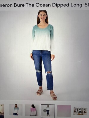 Candace Cameron Bure The Ocean Dipped Long-Sleeve Tee Sz XL NWT - -image