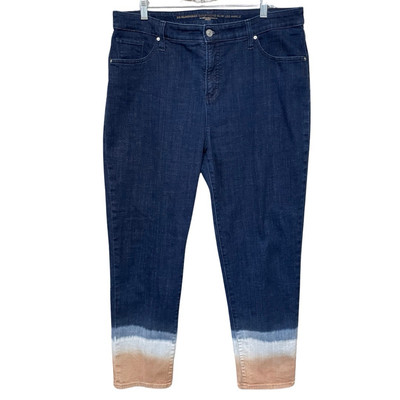 Chico’s So Slimming Girlfriend Ankle Jeans Size 2.5/14 Dark Wash Ombré Dip Dyed-image