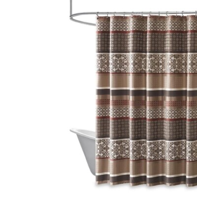 Madison Park Dartmouth Red 72 in. Jacquard Shower Curtain Polyester MP70-3040-image