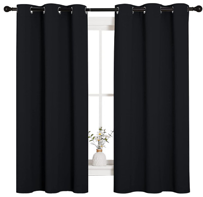 Halloween Pitch Black Solid Thermal Insulated Grommet Blackout Curtains/Drapes f-image