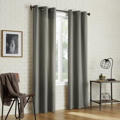 Thermal Insulated Grommet Curtain Panel Pair Drapes Home Decor 2Pack Gray40