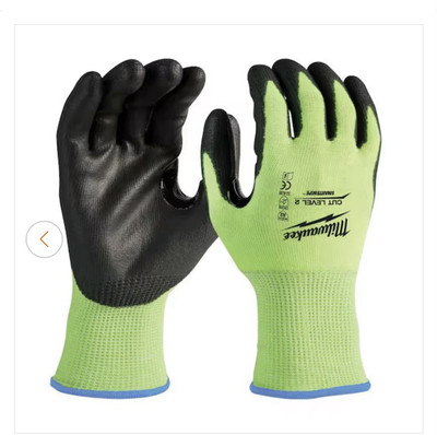 Milwaukee Level 2 Cut Poly Dipped Work Gloves (High Viz Green) X-Large-image