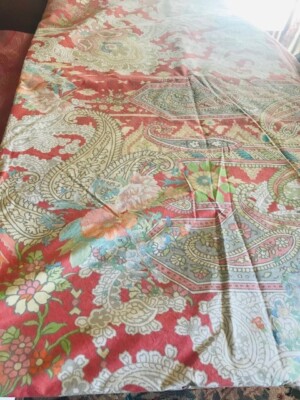 Pottery Barn Harper Paisley Duvet Cover Set Pinkish Red King 3 Euro Shams Rare-image