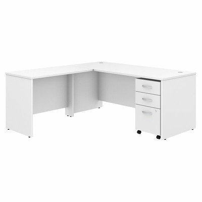 Studio C 72W L Shaped Desk with Drawers in White - Engineered Wood-image