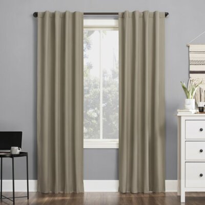 Set of 2- Sun Zero Cyrus Thermal 100% Blackout Curtain Panel, Linen, 40 x 84(ea)-image