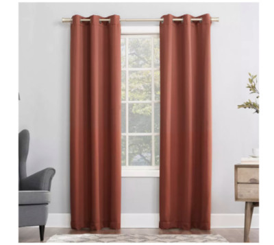 2 Panels Kenneth Energy Saving Blackout Grommet Curtain Panel Rust Orange 95x40