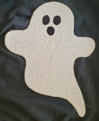 Max Studio 17” Halloween Ghost Shaped Beaded Placemat Centerpiece Charger Decor-image