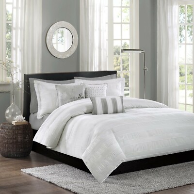 Madison Park Sheridan White Duvet Cover Set, Full/ Queen-image