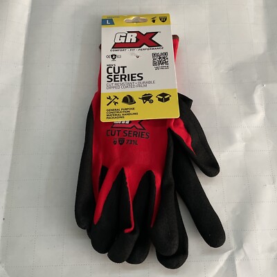 Mens Cut Series Cut Resistant GRX Work Gloves Durable Dipped Coated Palm Red New-image