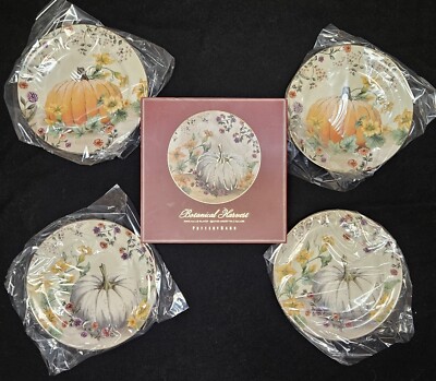 4 NEW Pottery Barn BOTANICAL HARVEST Pumpkin SALAD PLATES 9