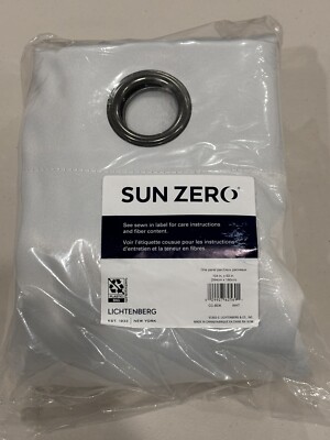 Sun Zero Lichtenberg Grommet Curtains 2 Panels - 100”x63” White-image