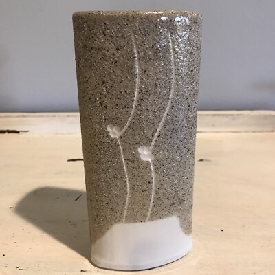 Art Studio Pottery Vase Salt Glaze Triangular Shaped Signed By Artist-image