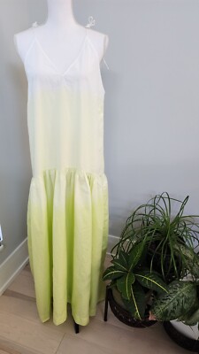 S/W/F Anthropologie Spaghetti Strap Halter Top Dip-Dye Maxi  Dress Cotton Size L-image