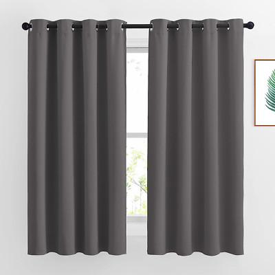 Blackout Curtain for Bedroom W52 X L63 2 Panels Grommet Thermal Insulated Grey-image