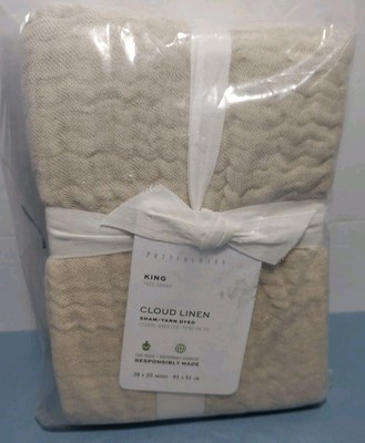 Pottery Barn Cloud Cotton Linen Handcrafted Sham Flax Beige King #7984  NEW-image