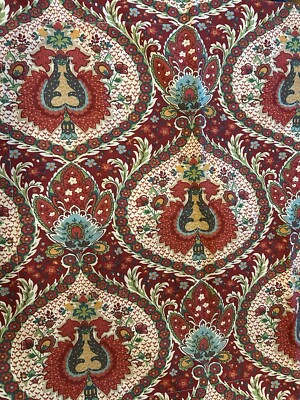 Pottery Barn CAL / KING Duvet Cover Red Medallion Paisley w 3 Euro Shams Set EUC-image