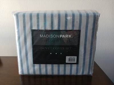 Madison Park Essentials 3 Pc Reversible Yarn Dyed Stripe Duvet Cover Set-image