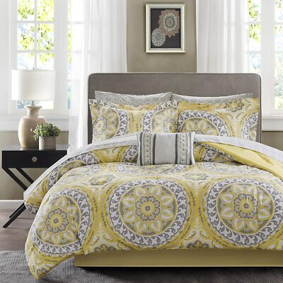 Madison Park Essentials Cozy Bag Comforter Sheet Medallion Design 9 Pce Full Set-image